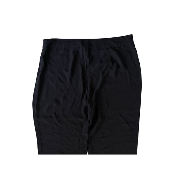 EILEEN FISHER Silk Georgette Crepe Full Length Straight Pants Zipper Black Large - Picture 8 of 12